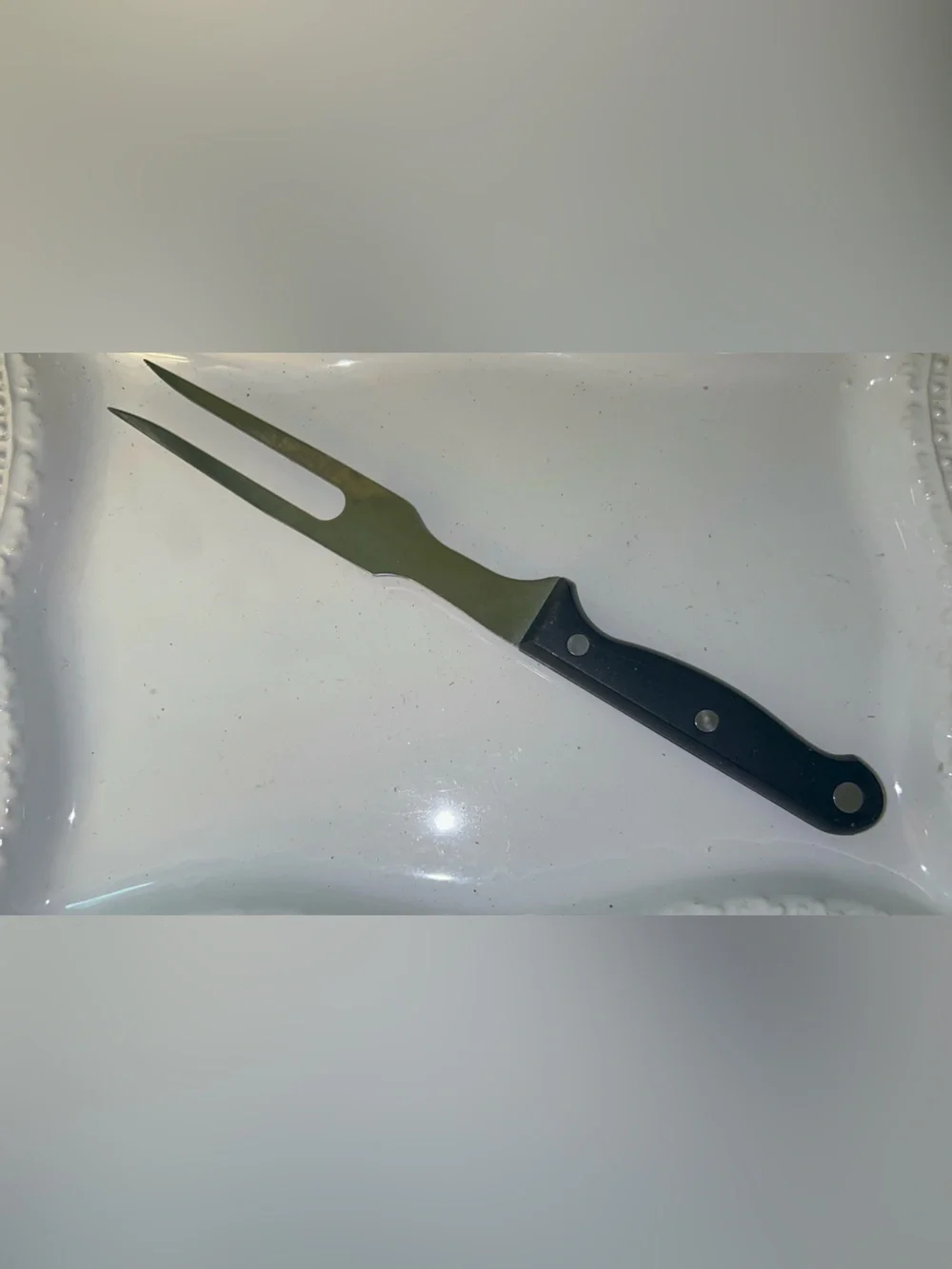 Vintage Carving Fork with Black Handle-10 inch